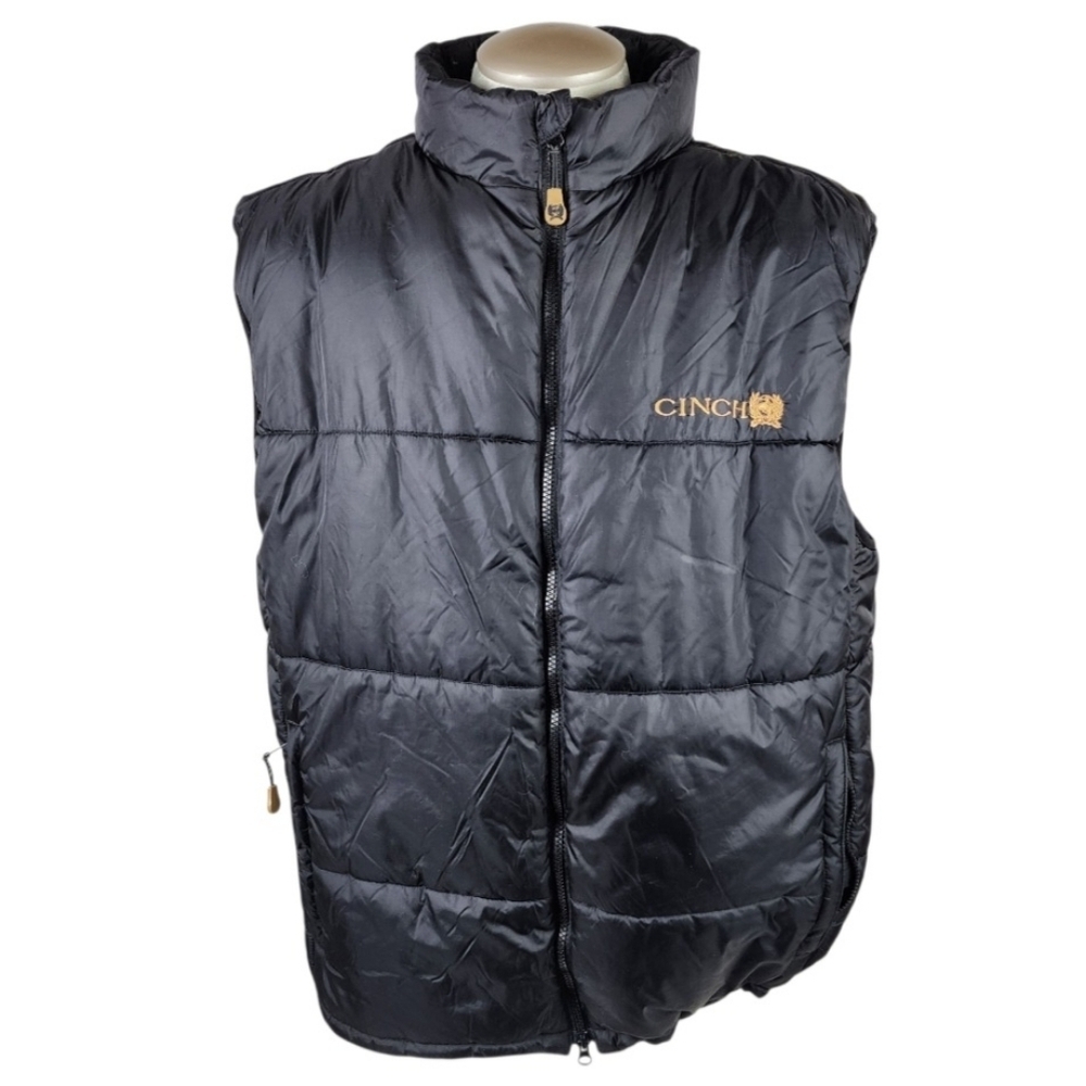 Cinch Quilted Vest Black Size XXL Double Zip Poly Fill Cowboy Western